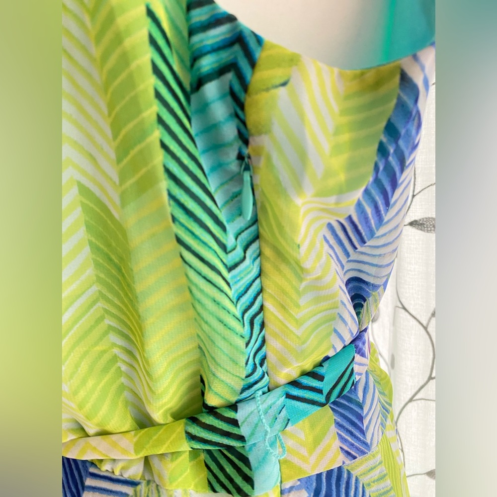 madison leigh Blue Green Chevron Maxi Dress - Picture 6 of 10